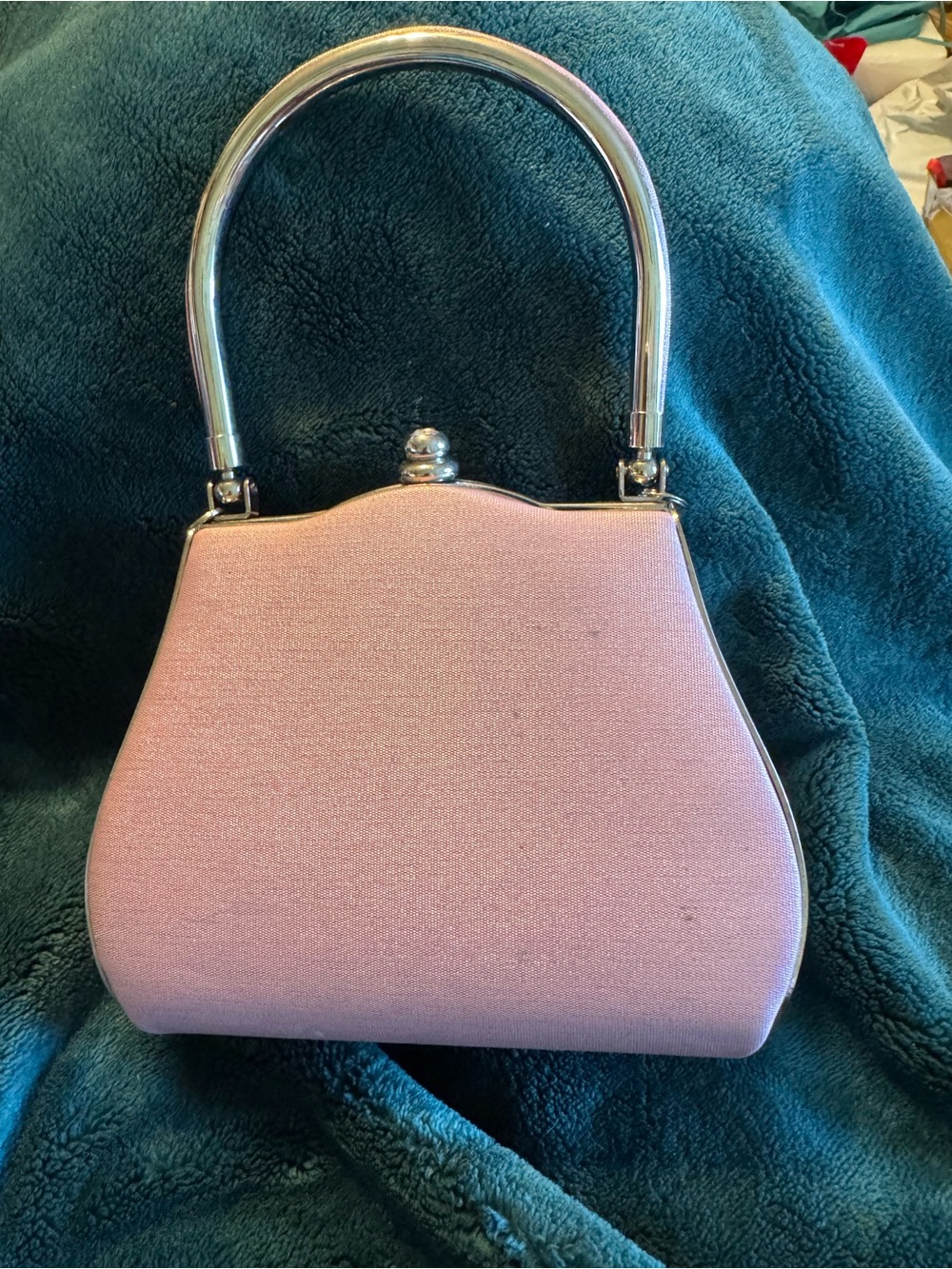Elegant Pink Satin Top-Handle Evening Bag